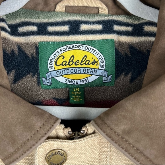 Cabela’s | Canvas Chore Barn Coat Fleece & Quilted Lined Tan | L - Picture 4 of 16